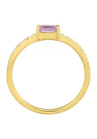 Diamond and Pink Sapphire Ring in 14K Yellow Gold