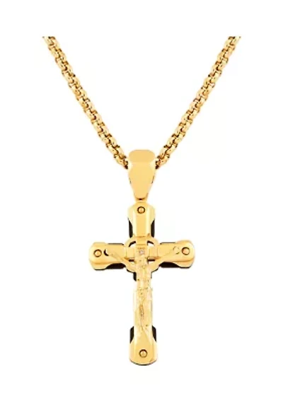 1 ct. t.w. Diamond Accent Pendant Necklace in Stainless Steel