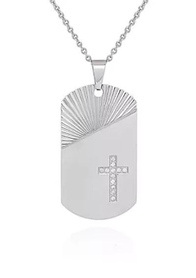 Cubic Zirconia Cross Pendant in Stainless Steel