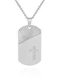 Cubic Zirconia Cross Pendant in Stainless Steel