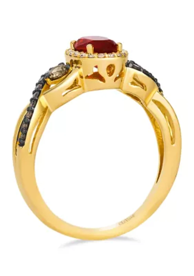 Ring featuring 3/8 ct. t.w. Opal®, 1/3 ct. t.w. Chocolate Diamonds®, 1/10 ct. t.w. Nude Diamonds™ set in 14K Honey Gold™