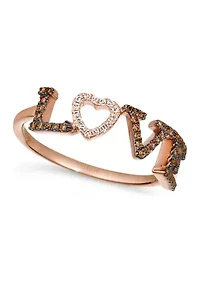 Chocolatier® LOVE Ring featuring 1/10 ct. t.w. Chocolate Diamonds®, Vanilla Diamonds® set in 14K Strawberry Gold®