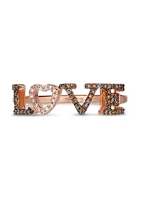 Chocolatier® LOVE Ring featuring 1/10 ct. t.w. Chocolate Diamonds®, Vanilla Diamonds® set in 14K Strawberry Gold®