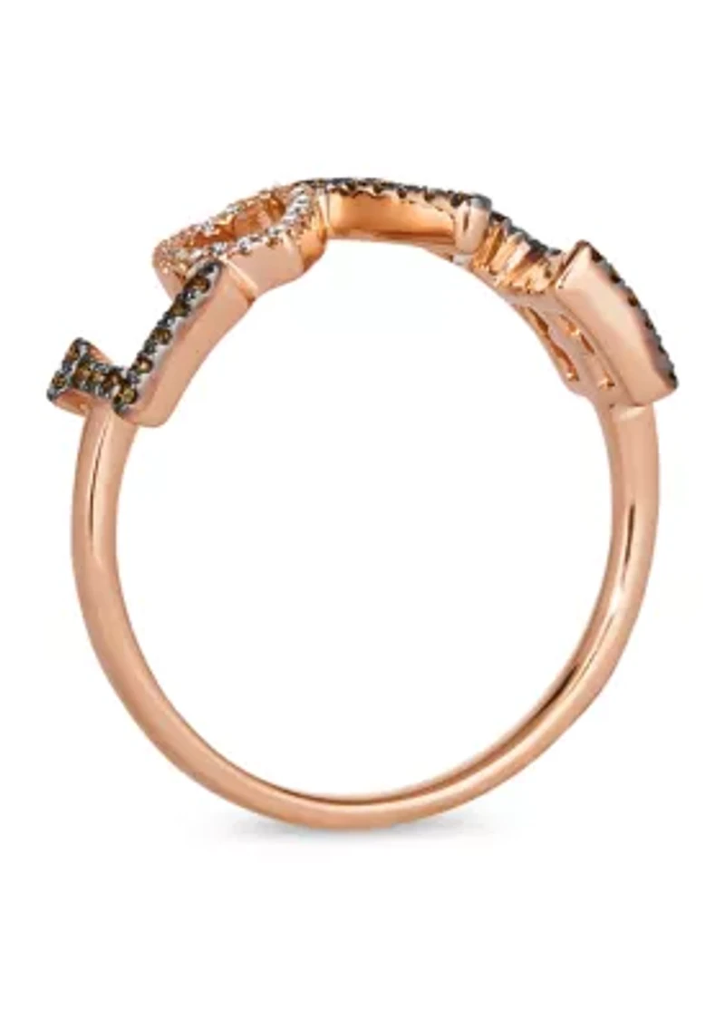 Chocolatier® LOVE Ring featuring 1/10 ct. t.w. Chocolate Diamonds®, Vanilla Diamonds® set in 14K Strawberry Gold®