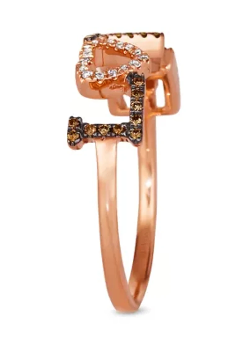 Chocolatier® LOVE Ring featuring 1/10 ct. t.w. Chocolate Diamonds®, Vanilla Diamonds® set in 14K Strawberry Gold®