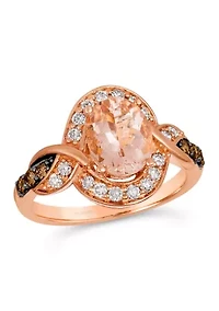 Ring featuring 1.33 ct. t.w. Peach Morganite™, 1/6 ct. t.w. Chocolate Diamonds®, 1/4 ct. t.w. Nude Diamonds™ set in 14K Strawberry Gold®