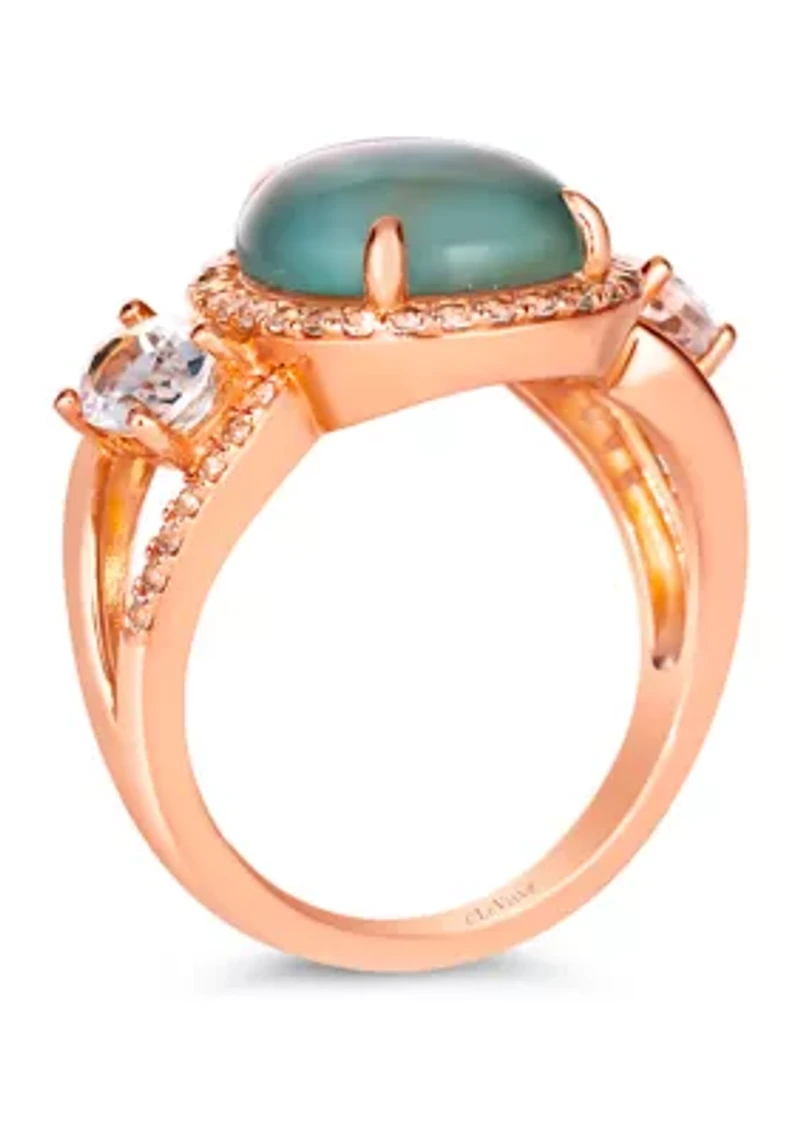 3.38 ct. t.w. Aquaprase Turquoise, 1.25 ct. t.w. Vanilla Topaz™ Ring  in 14K Strawberry Gold®