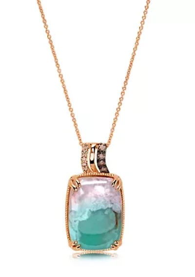 12 ct. t.w. Peacock Aquaprase™, 1/10 ct. t.w. Chocolate Diamonds®, 1/20 ct. t.w. Nude Diamonds™ Necklace in 14K Strawberry Gold®