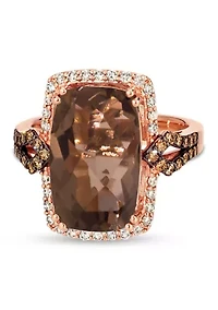6.2 ct. t.w. Chocolate Quartz®, 1/4 ct. t.w. Nude Diamonds™, 1/4 ct. t.w. Chocolate Diamonds® Ring set in 14K Strawberry Gold®