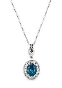 Pendant featuring 1.25 ct. t.w. Deep Sea Blue Topaz™, 1/20 ct. t.w. Chocolate Diamonds®, 1/4 ct. t.w. Nude Diamonds™ set in 14K Vanilla Gold®