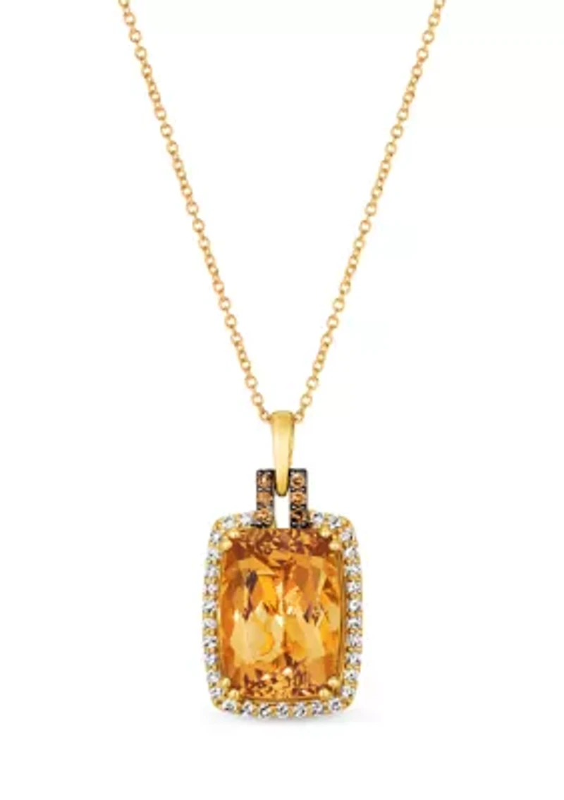 6 ct. t.w. Citrine, 1/10 ct. t.w. Chocolate Diamond®, and 1/3 ct. t.w. Nude Diamond™ Pendant Necklace in 14K Honey Gold™