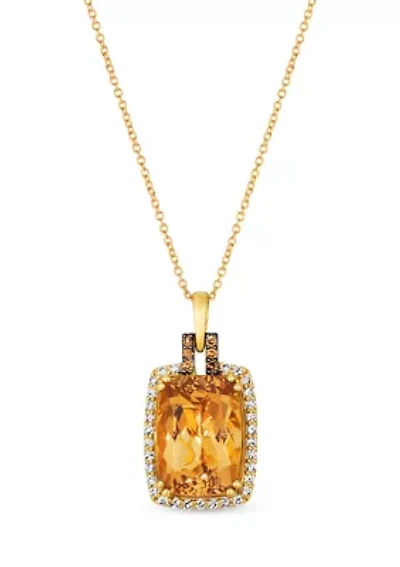 6 ct. t.w. Citrine, 1/10 ct. t.w. Chocolate Diamond®, and 1/3 ct. t.w. Nude Diamond™ Pendant Necklace  in 14K Honey Gold™