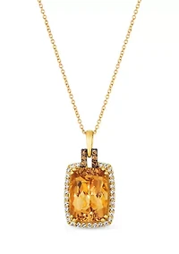 6 ct. t.w. Citrine, 1/10 ct. t.w. Chocolate Diamond®, and 1/3 ct. t.w. Nude Diamond™ Pendant Necklace  in 14K Honey Gold™