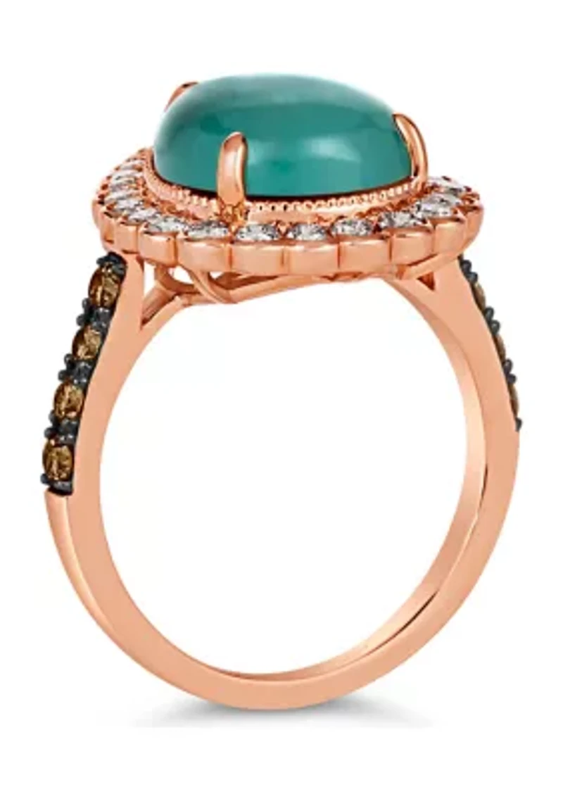 7/8 ct. Diamond Aquaprase Pear Ring in 14K Rose Gold
