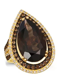 Ring featuring 9.25 ct. t.w. Chocolate Quartz®, 3/4 Diamonds®, 3/8 t..w. Nude Diamonds™ 14K Honey Gold™
