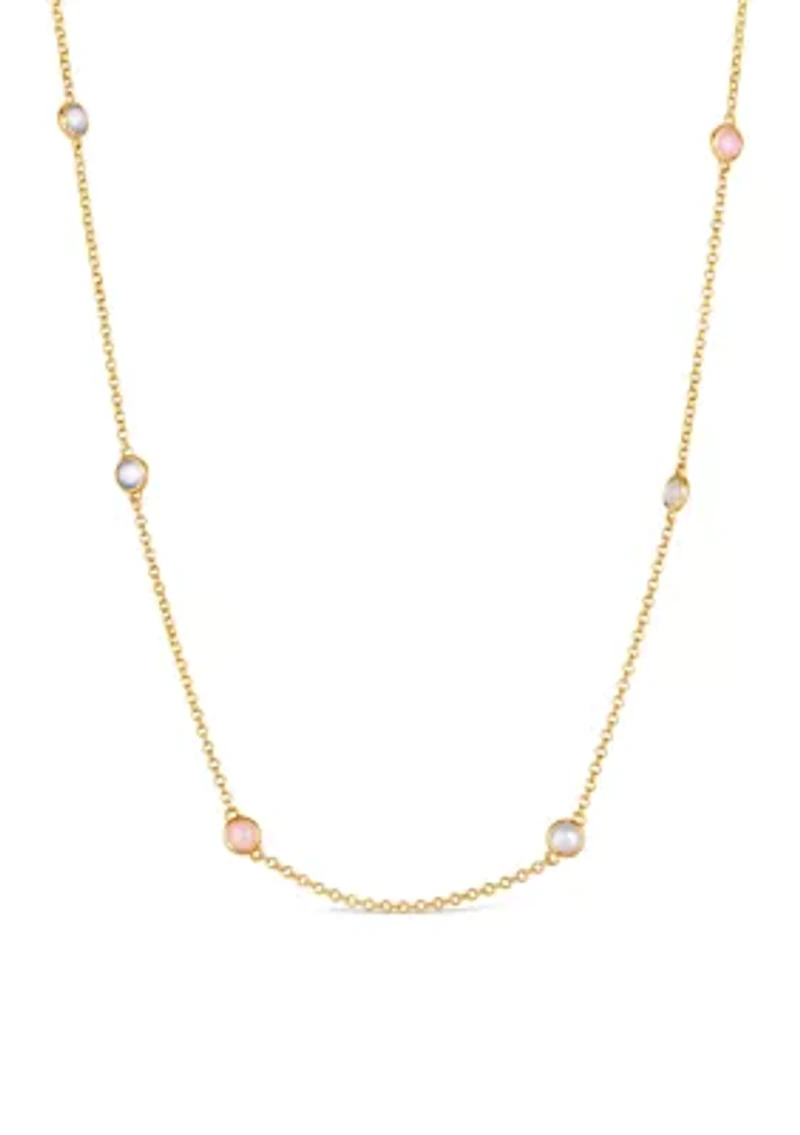 1/2 ct. t.w. Moonstone, 3/4 ct. t.w. Blue Chalcedony, 5/8 ct. t.w. Pink Opal Necklace in 14K Honey Gold™