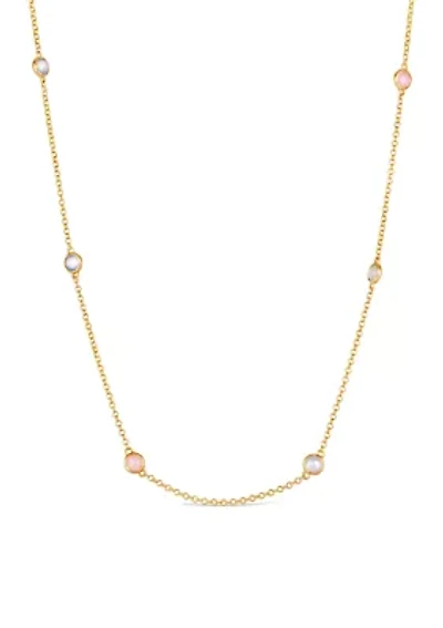 1/2 ct. t.w. Moonstone, 3/4 ct. t.w. Blue Chalcedony, 5/8 ct. t.w. Pink Opal Necklace in 14K Honey Gold™