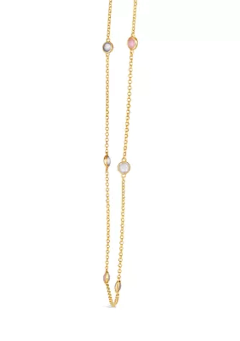 1/2 ct. t.w. Moonstone, 3/4 ct. t.w. Blue Chalcedony, 5/8 ct. t.w. Pink Opal Necklace in 14K Honey Gold™
