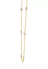1/2 ct. t.w. Moonstone, 3/4 ct. t.w. Blue Chalcedony, 5/8 ct. t.w. Pink Opal Necklace in 14K Honey Gold™