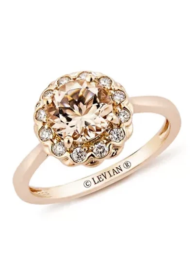 Ring featuring 7/8 ct. t.w. Peach Morganite™, 1/6 ct. t.w. Vanilla Diamonds® set in 14K Strawberry Gold®