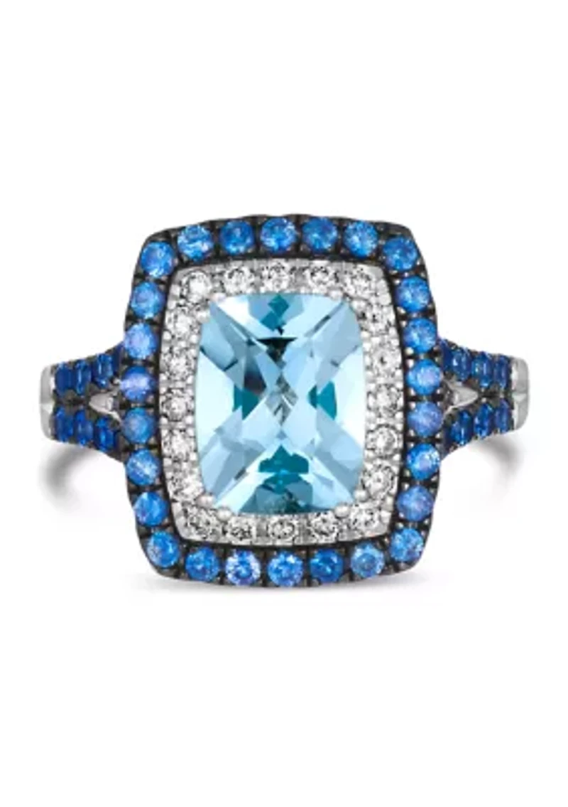 1.5 ct. t.w. Sea Blue Aquamarine®, 5/8 ct. t.w. Blueberry Sapphire™, 1/4 ct. t.w. Nude Diamonds™ Ring in 14K Vanilla Gold®