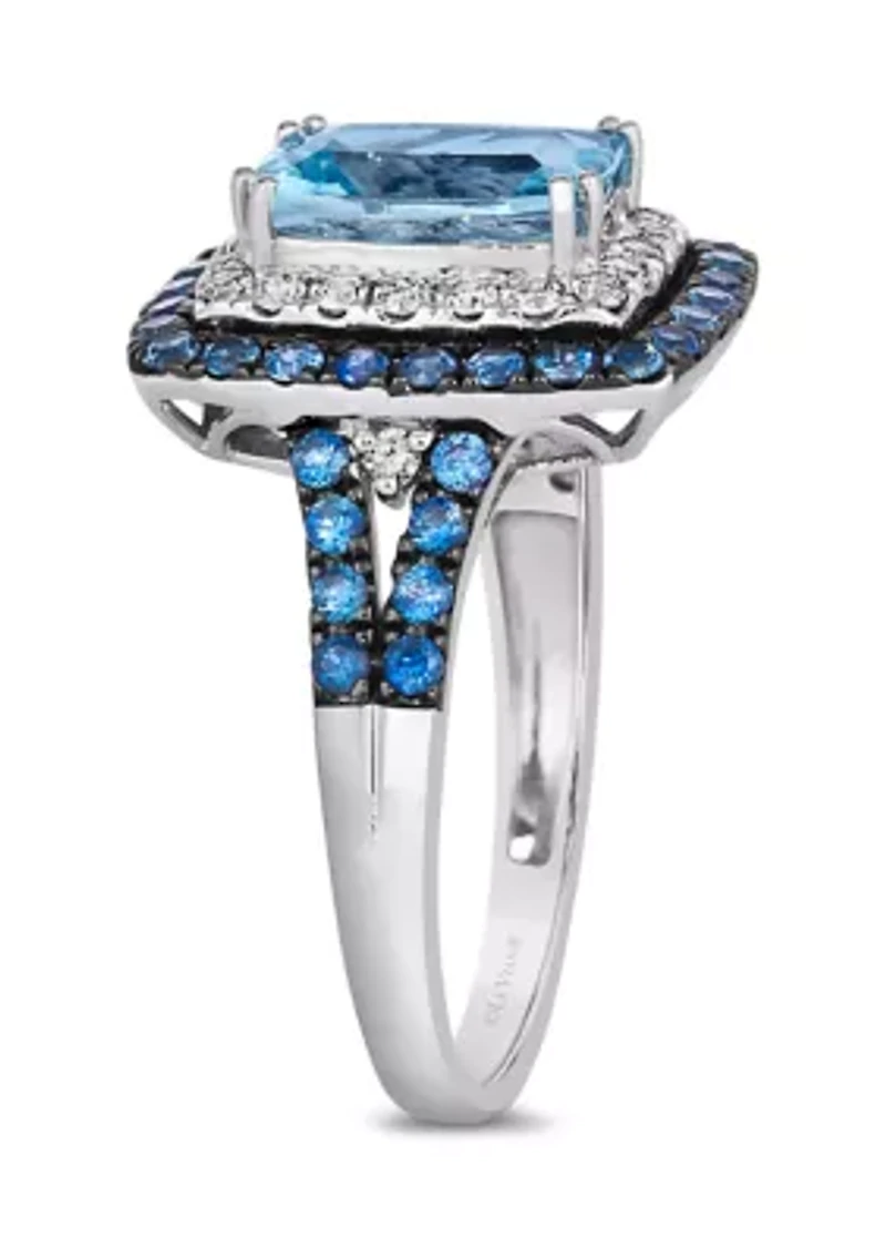 1.5 ct. t.w. Sea Blue Aquamarine®, 5/8 ct. t.w. Blueberry Sapphire™, 1/4 ct. t.w. Nude Diamonds™ Ring in 14K Vanilla Gold®