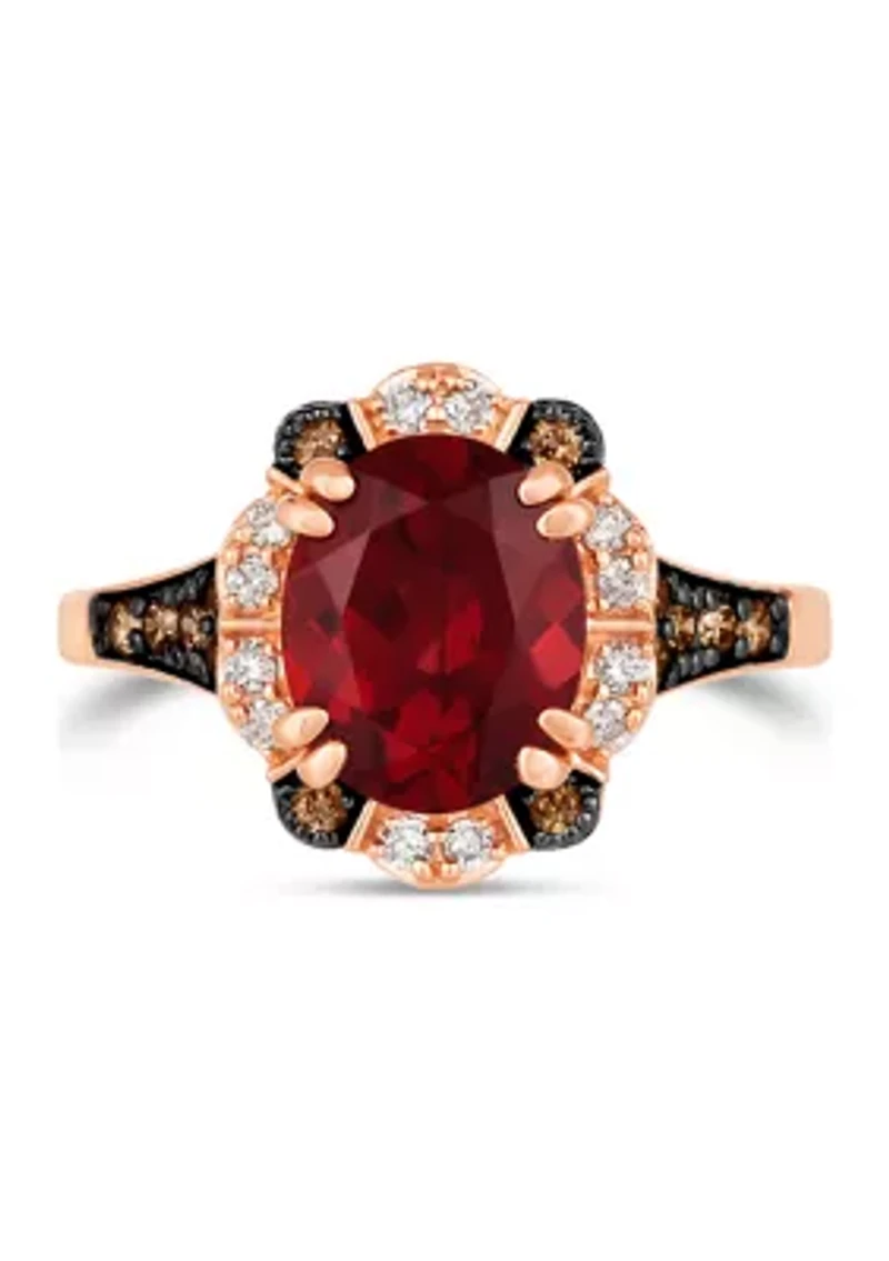 2.87 ct. t.w. Pomegranate Garnet™, 1/5 ct. t.w. Chocolate Diamonds®, 1/8 ct. t.w. Nude Diamonds™ Ring in 14K Strawberry Gold®