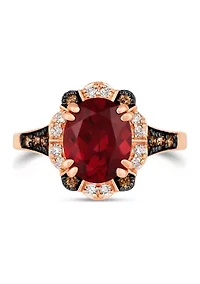 2.87 ct. t.w. Pomegranate Garnet™, 1/5 ct. t.w. Chocolate Diamonds®, 1/8 ct. t.w. Nude Diamonds™ Ring in 14K Strawberry Gold®