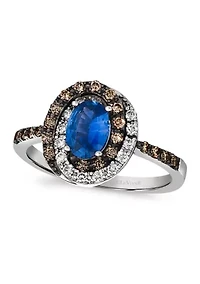 3/4 ct. t.w. Cornflower Sapphire™, 1/4 ct. t.w. Chocolate Diamonds®, 1/6 ct. t.w. Nude Diamonds™ Ring in 14K Vanilla Gold®