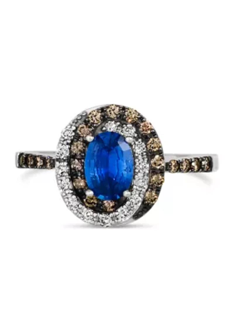 3/4 ct. t.w. Cornflower Sapphire™, 1/4 ct. t.w. Chocolate Diamonds®, 1/6 ct. t.w. Nude Diamonds™ Ring in 14K Vanilla Gold®