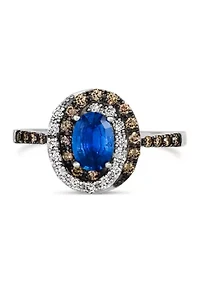 3/4 ct. t.w. Cornflower Sapphire™, 1/4 ct. t.w. Chocolate Diamonds®, 1/6 ct. t.w. Nude Diamonds™ Ring in 14K Vanilla Gold®