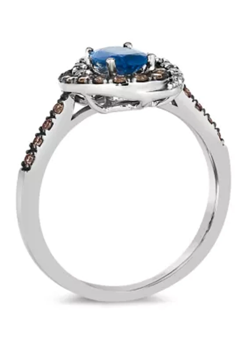3/4 ct. t.w. Cornflower Sapphire™, 1/4 ct. t.w. Chocolate Diamonds®, 1/6 ct. t.w. Nude Diamonds™ Ring in 14K Vanilla Gold®
