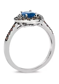 3/4 ct. t.w. Cornflower Sapphire™, 1/4 ct. t.w. Chocolate Diamonds®, 1/6 ct. t.w. Nude Diamonds™ Ring in 14K Vanilla Gold®