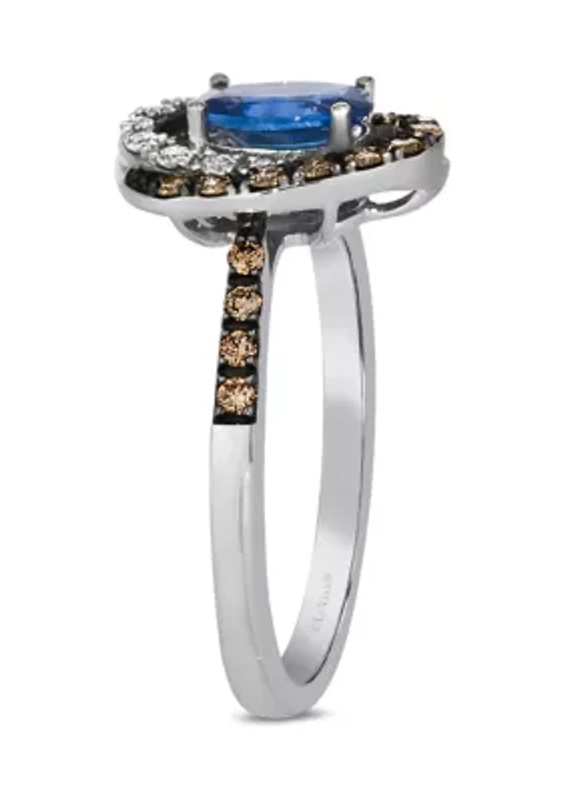 3/4 ct. t.w. Cornflower Sapphire™, 1/4 ct. t.w. Chocolate Diamonds®, 1/6 ct. t.w. Nude Diamonds™ Ring in 14K Vanilla Gold®
