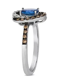 3/4 ct. t.w. Cornflower Sapphire™, 1/4 ct. t.w. Chocolate Diamonds®, 1/6 ct. t.w. Nude Diamonds™ Ring in 14K Vanilla Gold®