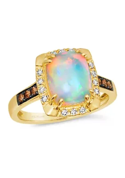 Ring featuring 1.58 ct. t.w. Neopolitan Opal™, 1/10 ct. t.w. Chocolate Diamonds®, 1/10 ct. t.w. Nude Diamonds™ set in 14K Honey Gold™