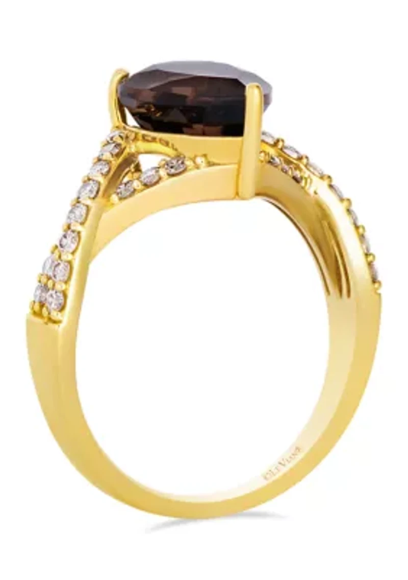3/4 cts. Chocolate Quartz®, 3/8 cts. Nude Diamonds™ set in 14K Honey Gold™ Ring