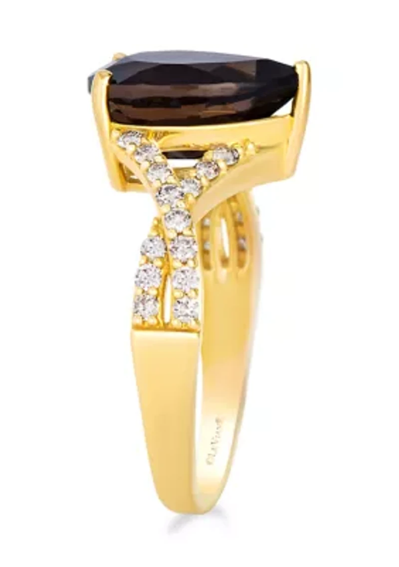 3/4 cts. Chocolate Quartz®, 3/8 cts. Nude Diamonds™ set in 14K Honey Gold™ Ring