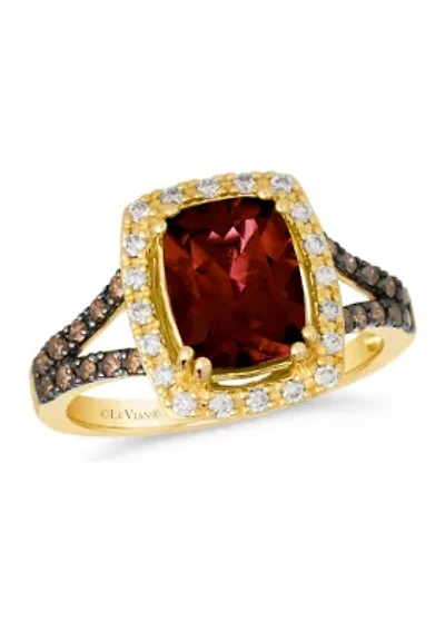 2.63 ct. t.w. Pomegranate Garnet™, 3/8 Chocolate Diamonds® and Nude Diamonds™ Ring 14K Honey Gold™
