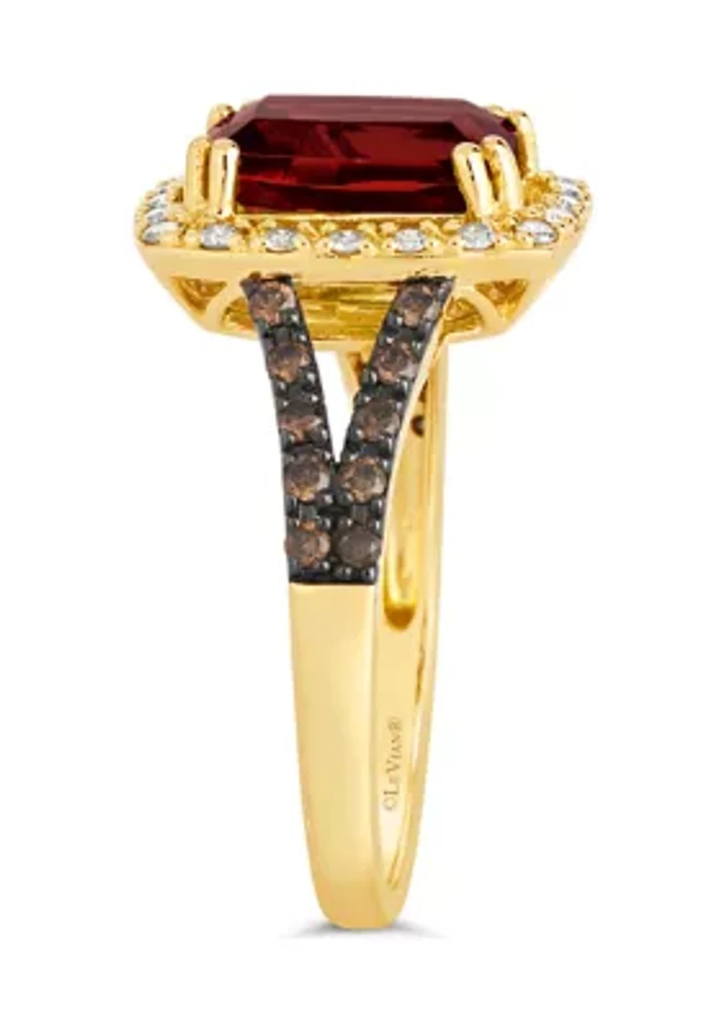 2.63 ct. t.w. Pomegranate Garnet™, 3/8 Chocolate Diamonds® and Nude Diamonds™ Ring 14K Honey Gold™