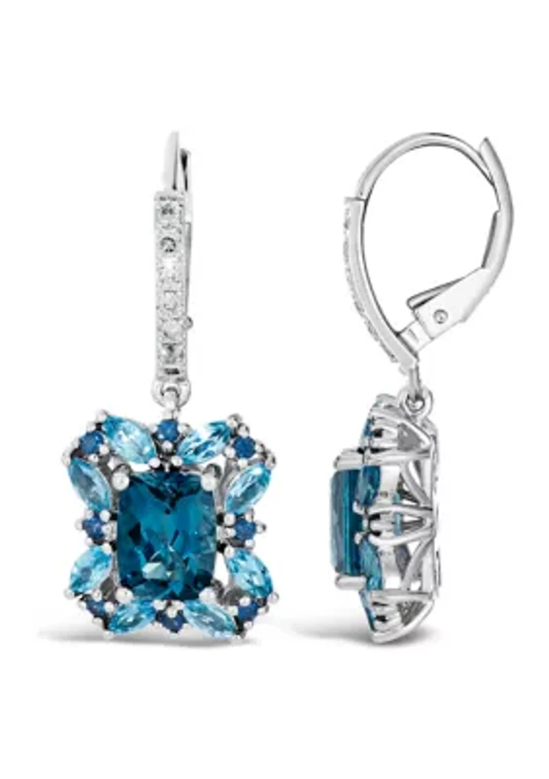  Earrings featuring 2.88 ct. t.w. Deep Sea Blue Topaz™, 1.06 ct. t.w. Blue Topaz, 1/4 ct. t.w. Blueberry Sapphire™, 1/6 ct. t.w. Nude Diamonds™ set in 14K Vanilla Gold®