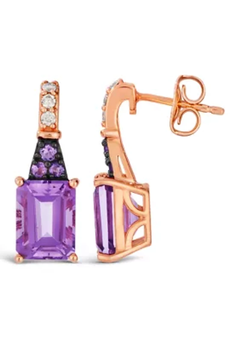 2.5 ct. t.w. Grape Amethyst™, 1/10 ct. t.w. Nude Diamonds™ Earrings in 14K Strawberry Gold®