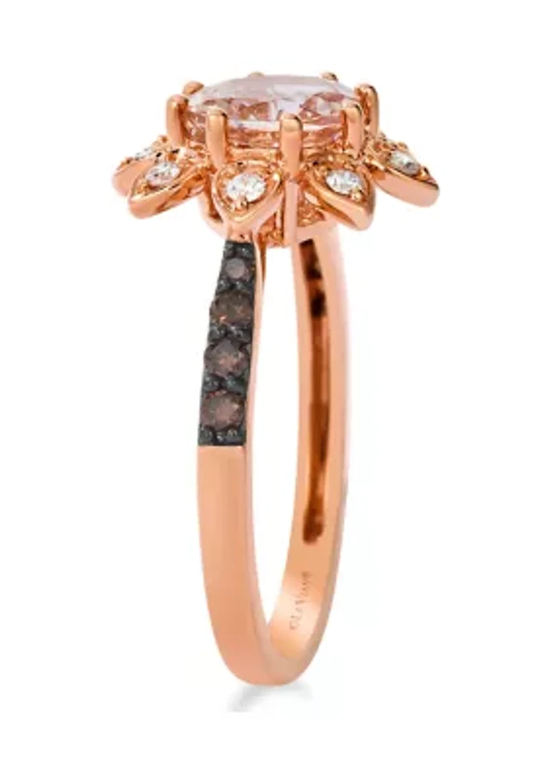7/8 ct. t.w. Peach Morganite™, 1/6 ct. t.w. Chocolate Diamonds®, 1/8 ct. t.w. Vanilla Diamonds® Ring in 14K Strawberry Gold®