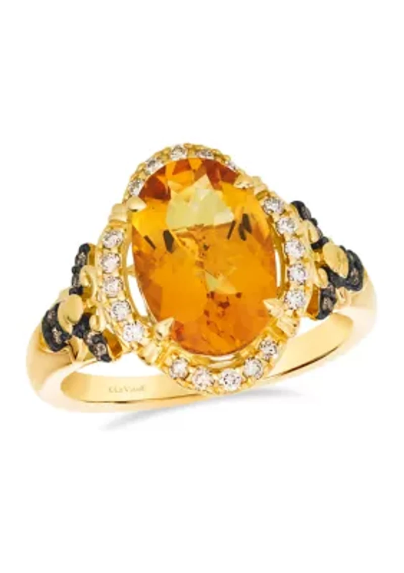 2.5 ct. t.w. Cinnamon Citrine®, 1/6 Nude Diamonds™, 1/20 Chocolate Diamonds® Ring 14K Honey Gold™