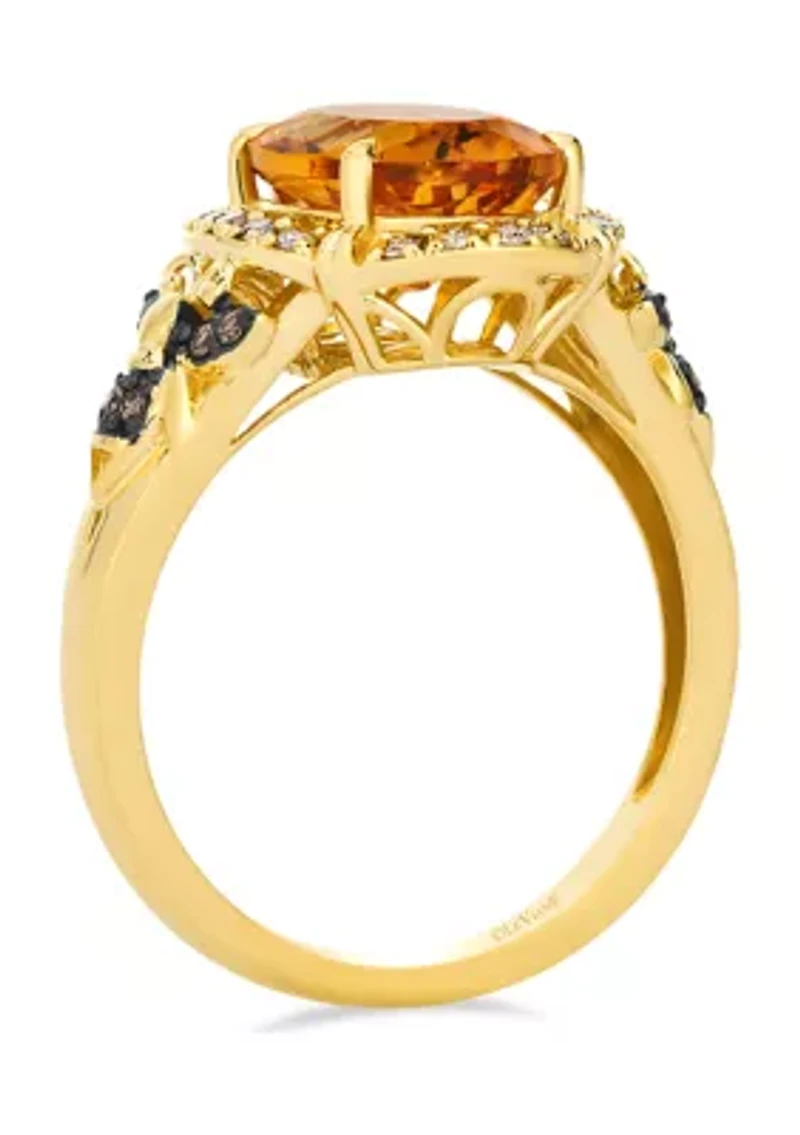 2.5 ct. t.w. Cinnamon Citrine®, 1/6 Nude Diamonds™, 1/20 Chocolate Diamonds® Ring 14K Honey Gold™