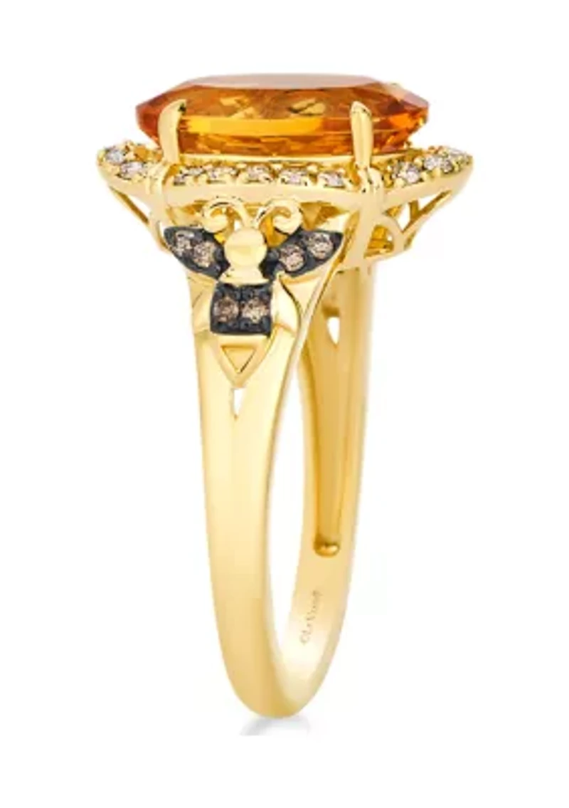 2.5 ct. t.w. Cinnamon Citrine®, 1/6 Nude Diamonds™, 1/20 Chocolate Diamonds® Ring 14K Honey Gold™