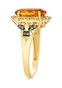 2.5 ct. t.w. Cinnamon Citrine®, 1/6 Nude Diamonds™, 1/20 Chocolate Diamonds® Ring 14K Honey Gold™