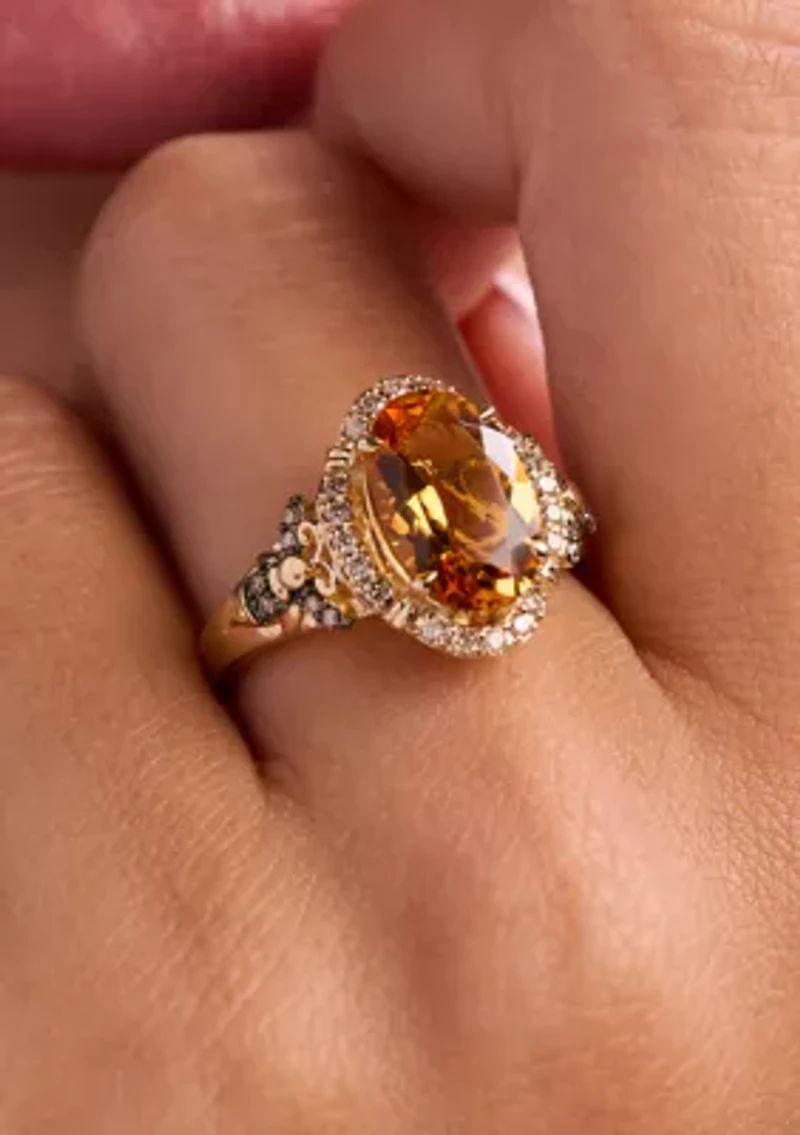 2.5 ct. t.w. Cinnamon Citrine®, 1/6 Nude Diamonds™, 1/20 Chocolate Diamonds® Ring 14K Honey Gold™