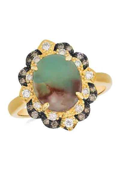 2.63 ct. t.w. Peacock Aquaprase™, 1/6 ct. t.w. Nude Diamonds™, 1/6 ct. t.w. Chocolate Diamonds® Ring in 14K Honey Gold™
