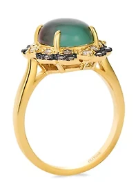 2.63 ct. t.w. Peacock Aquaprase™, 1/6 ct. t.w. Nude Diamonds™, 1/6 ct. t.w. Chocolate Diamonds® Ring in 14K Honey Gold™